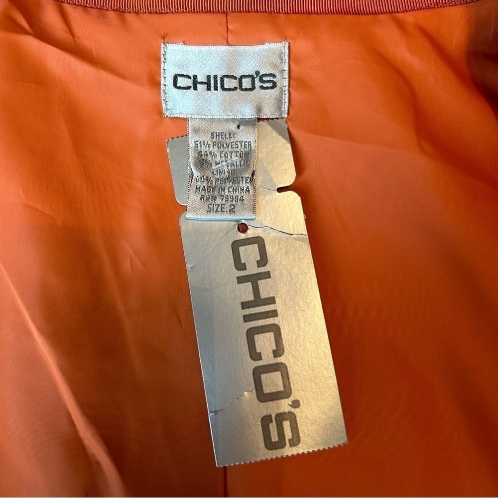 Chico’s Simple Sport Anna In Tiger Lily Orange Color Utility Style Jacket - Picture 12 of 16